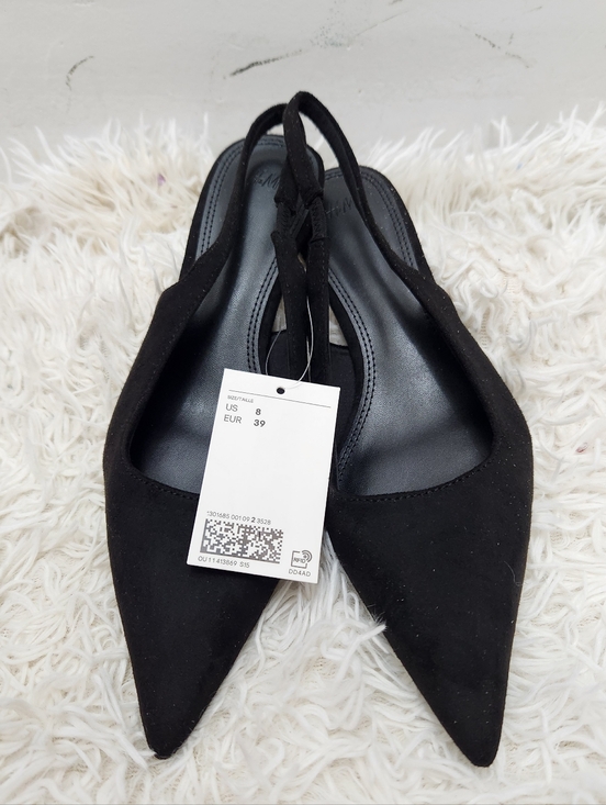 H&M Shoes - H&M Pointed Toe Slingback Kitten Heels  Black Suede Style